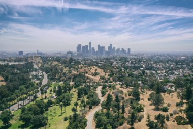 Drone view of Downtown Los Angeles clipart