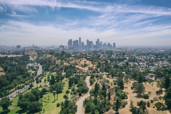 Drone widok na Downtown Los Angeles — Zdjęcie stockowe