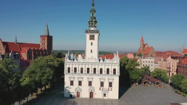 Luchtfoto Van Het Stadhuis Van Renaissance Polen — Stockvideo