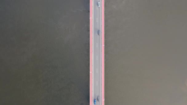 波兰维斯瓦河上一座桥梁的鸟瞰图 — 图库视频影像