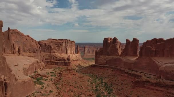 Aerial Panoramic View Valley Arches National Park Utah — Stock Video
