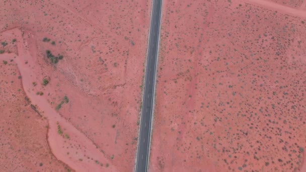 Widok Lotu Ptaka Długiej Drogi Prowadzącej Monument Valley Arizonie — Wideo stockowe