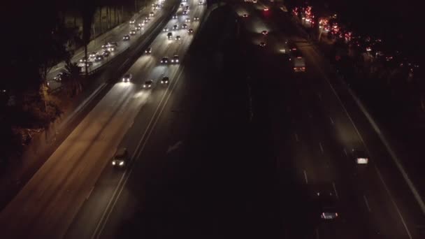 Luchtfoto Van Los Angeles Highway Traffic — Stockvideo