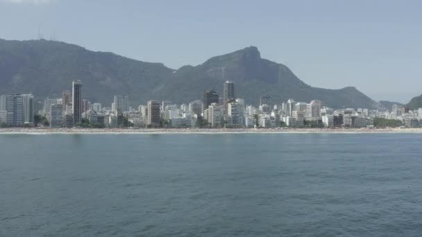 Images Aériennes Drone Volant Vers Rivage Près Plage Ipanema Rio — Video