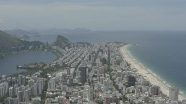 İHA, Ipanema ve Leblon bölgelerinin panoramik görüntüleri Rio de Janeiro Brezilya 'daki Lagoa