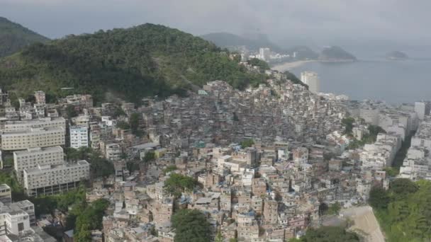 Drohne Panoramafilme Von Favelas Auf Den Hügeln Von Rio Janeiro — Stockvideo