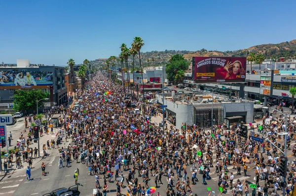 Multitudes Masivas Reunieron Sunset Boulevard Durante Las Protestas Black Lives Imágenes de stock libres de derechos