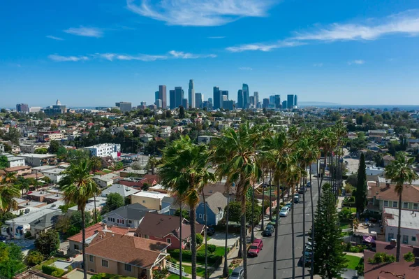 Vista Aérea Del Horizonte Los Ángeles Tomada Desde Echo Park Imágenes de stock libres de derechos