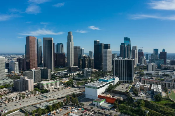 Vista Aérea Panorámica Del Horizonte Los Ángeles Durante Día Soleado Imagen de archivo