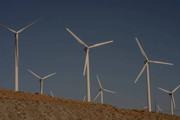 Kaliforniya 'daki Palm Springs tepelerinde yeşil enerji rüzgar türbinleri