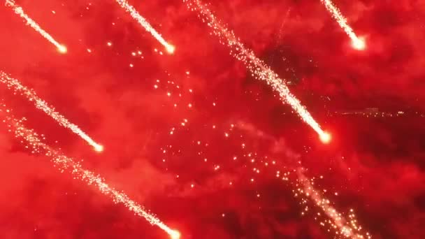 Brillante Explosión Fuegos Artificiales Cielo Nocturno Los Fuegos Artificiales Saludan — Vídeo de stock