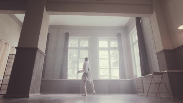 Danse Ballet Ballerine Dans Une Belle Robe Élégante Aérée Pantoufle — Video