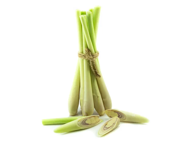 Fresh Lemongrass Felie Izolat Fundal Alb — Fotografie, imagine de stoc