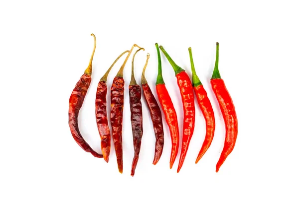 Szárított Chili Paprika Piros Chili Paprika Elszigetelt Fehér Background — Stock Fotó