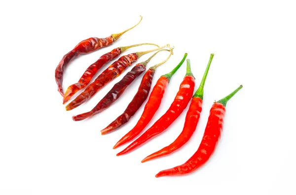 Szárított Chili Paprika Piros Chili Paprika Elszigetelt Fehér Background — Stock Fotó