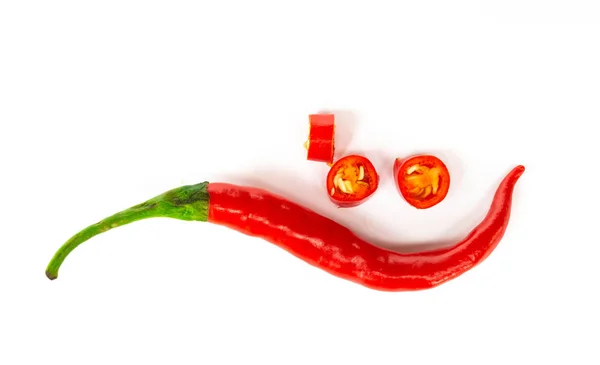 Rode Pittige Chili Peper Witte Achtergrond Geïsoleerd — Stockfoto