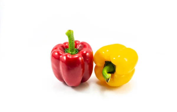 Yellow Red Sweet Bell Pepper Isolated White Background — стоковое фото