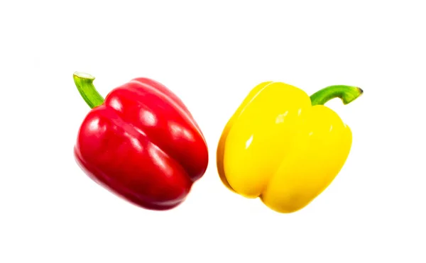 Yellow Red Sweet Bell Pepper Top View Isolated White Background — стоковое фото