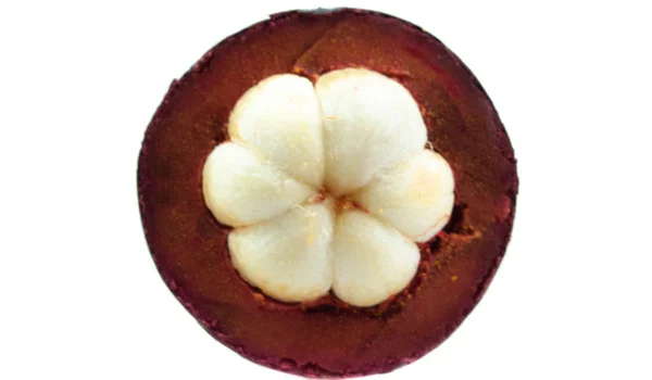 Mangosteen Απομονωμένο Λευκό Φόντο — Φωτογραφία Αρχείου