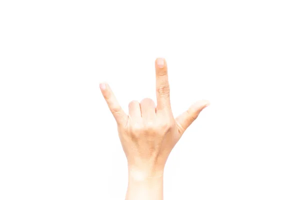 Ręka Azji Kobieta Jest Pokazać Gest Symbol Miłość Izolowane Białym — Zdjęcie stockowe