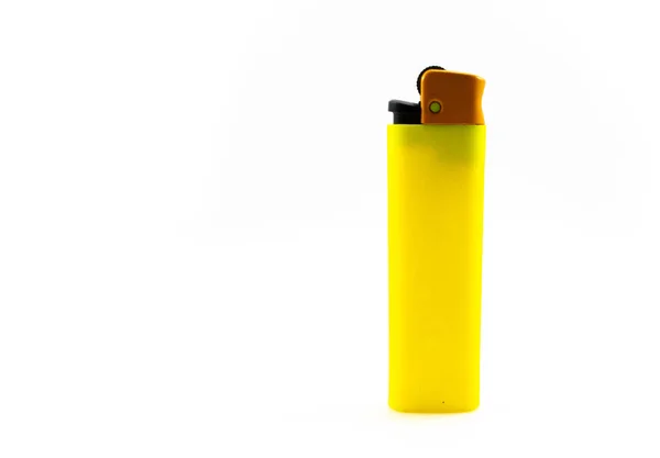 Žlutý Prázdné Plyn Lehčí Izolované Bílém Pozadí — Stock fotografie