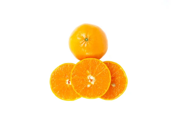 Tangerine Mandarijn Vruchten Geïsoleerd Witte Achtergrond — Stockfoto