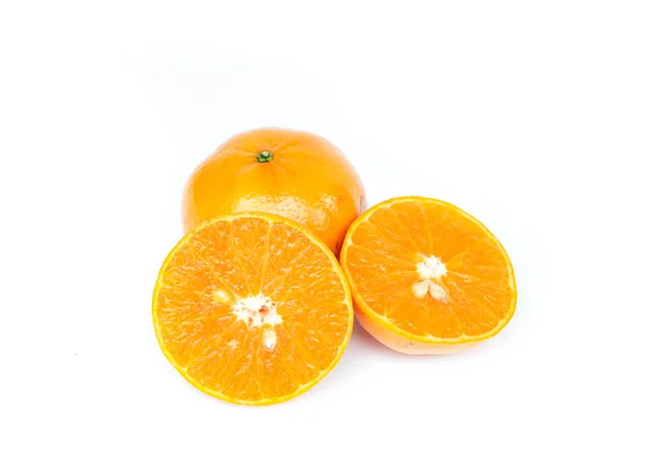 Mandarin Vagy Mandarin Gyümölcs Elszigetelt Fehér Background Food Koncepció — Stock Fotó