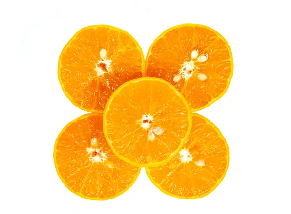 Felülnézet Mandarin Gyümölcs Elszigetelt Fehér Background — Stock Fotó