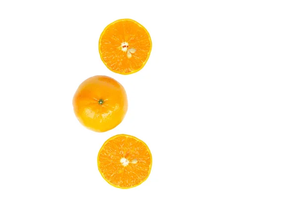 Ovanifrån Mandarin Orange Isolerad Vit Bakgrund — Stockfoto