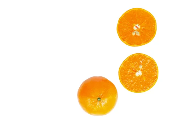 Felülnézet Mandarin Narancs Szelet Elszigetelt Fehér Background Food Koncepció — Stock Fotó