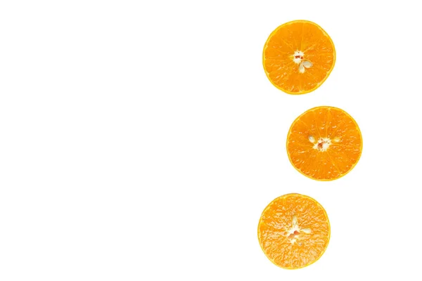 Bovenaanzicht Mandarin Orange Slice Geïsoleerd Witte Background Food Concept — Stockfoto