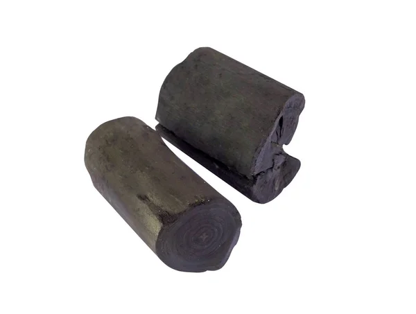 Kömür doğal ahşap. Beyaz arka plan üzerinde izole nesne