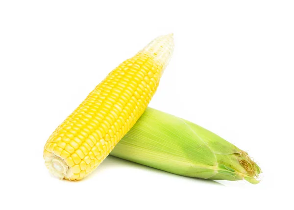 Friss Csemege Kukorica Elszigetelt Fehér Background — Stock Fotó
