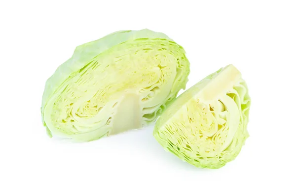 Green Cabbage Slice Isolated White Background — Stock Photo, Image