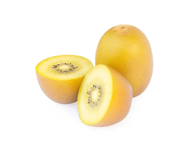 Fresh Golden Kiwi Slice Isolated White Background — Stock Photo, Image