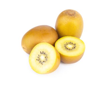 Altın Kivi Meyve dilim beyaz arka plan üzerinde izole.