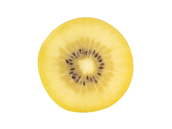 Top Veiw Fresh Golden Kiwi Slice Isolated White Background Fruit — Stock Photo, Image