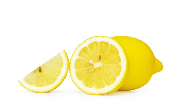 Fechar Frutas Limão Frescas Isoladas Fundo Branco Caminho Recorte — Fotografia de Stock