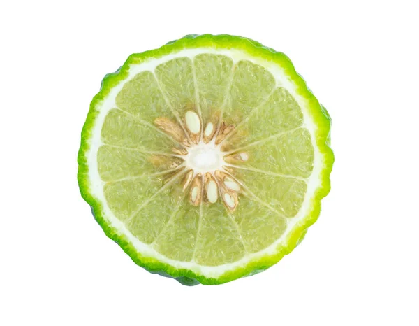 Nahaufnahme Bergamotte Früchte Mit Blatt Isoliert Auf Weißem Hintergrund — Stockfoto