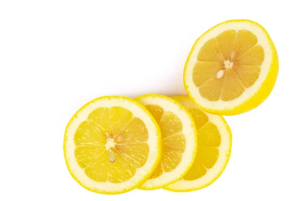 Vista Superior Fruta Limão Fresca Isolada Fundo Branco — Fotografia de Stock