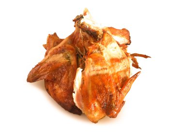 Beyaz arka planda ızgara tavuk.