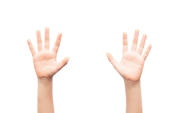 Child Dirty Hands Showing Ten Fingers Isolated White Background — Stock Photo, Image