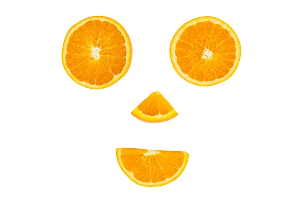 Widok Góry Świeże Owoce Pomarańczowy Kromka Białym Tle Białym Tle — Zdjęcie stockowe