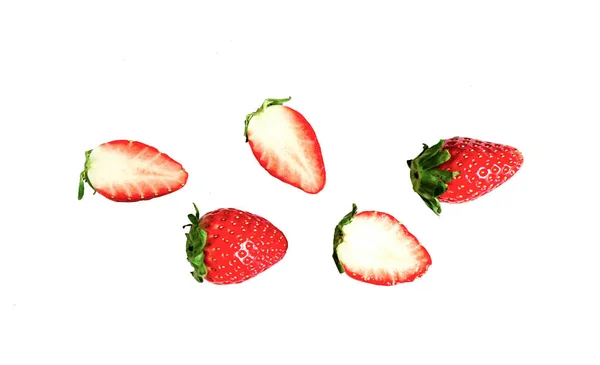 Strawberry Top View Isolated White Background — Stock Photo, Image