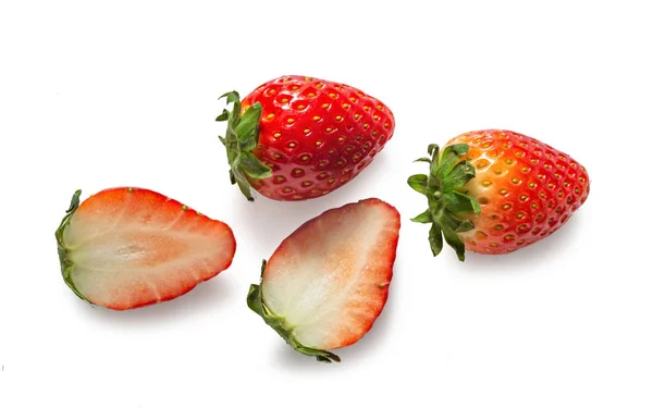 Erdbeere Draufsicht Isoliert Auf Weißem Hintergrund — Stockfoto
