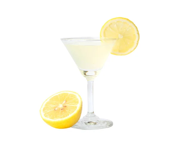 Glass Lemon Juice Lime Fruits Isolated White Background — Stock Photo, Image