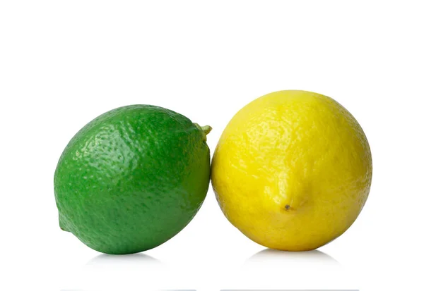 Citroen Limoen Vruchten Geïsoleerd Witte Achtergrond — Stockfoto