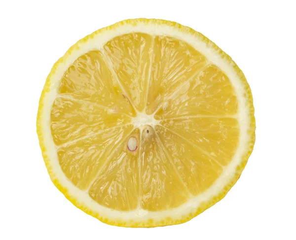 Ovanifrån Citron Frukt Skiva Isolerad Vit Bakgrund — Stockfoto