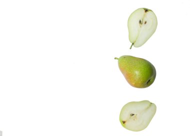 Üst görünüm kırmızı armut meyve beyaz arka plan üzerinde beyaz izole 