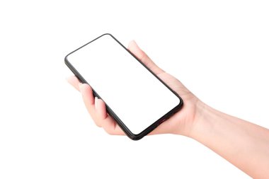 Kadın el siyah smartphone tutarak